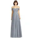 Dessy Collection Lux Ruched Off The Shoulder Chiffon Gown In Platinum