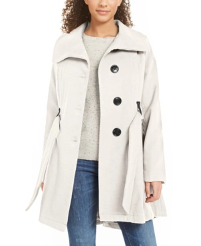 Madden Girl Juniors' Belted Drama Skirted Coat, Created For Macy's In Ivory