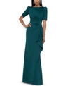 Xscape Petites Womens Drapey Maxi Evening Dress In Hunter Green