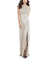 Dessy Collection Soho Metallic Column Gown In Rose Gold