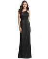 Dessy Collection One-shoulder Twist Metallic Trumpet Gown In Black
