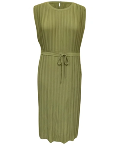 Alfani Pleated Tie-waist Midi Dress, Created For Macy's In Fresh Sprout