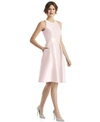 ALFRED SUNG PLEATED SATIN A-LINE DRESS