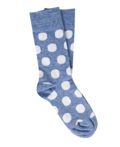 Love Sock Company Big Polka Organic Cotton Polka Dots Crew Socks In Blue