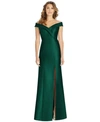 Alfred Sung Off-the-shoulder Cuff Trumpet Gown With Front Slit In Hunter