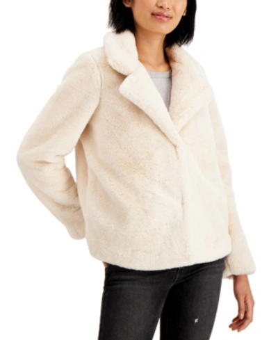 Jou Jou Juniors' Notch-collar Faux-fur Jacket In Cream