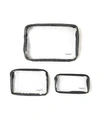 Baggallini Women's Clear Travel Pouches, Set Of 3 In Charcoal
