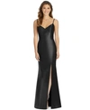Alfred Sung V-neck Halter Satin Trumpet Gown In Black