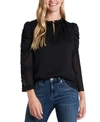 Cece Floral Puff-sleeve Blouse In Rich Black