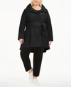 MADDEN GIRL JUNIORS' PLUS SIZE SKIRTED BELTED COAT, CREATED FOR MACY'S