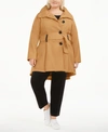 MADDEN GIRL JUNIORS' PLUS SIZE SKIRTED BELTED COAT, CREATED FOR MACY'S