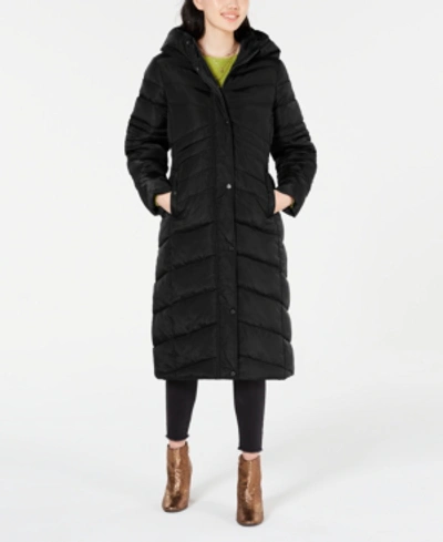 Madden Girl Juniors' Hooded Maxi Coat In Black