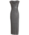 Connected Textured Metallic Gown In Mushroom Gray