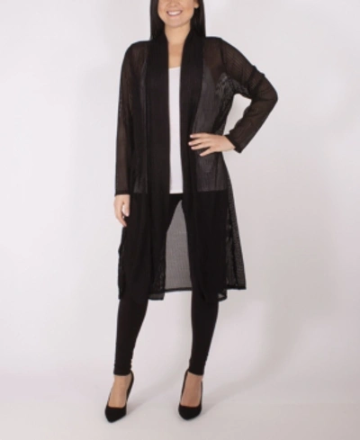 Ny Collection Long Sleeve Foldover Shawl Collar Duster In Black