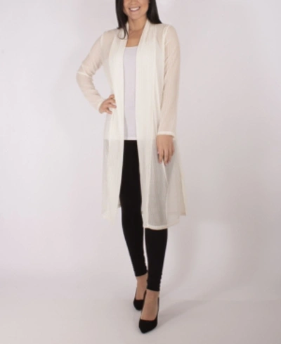 Ny Collection Long Sleeve Foldover Shawl Collar Duster In Ivory