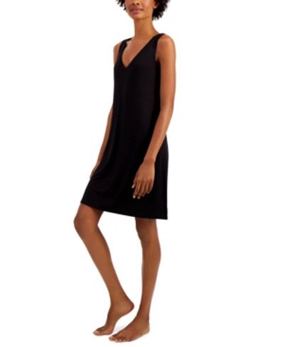 Alfani V-neck Chemise Nightgown, Created For Macy's In Classic Black