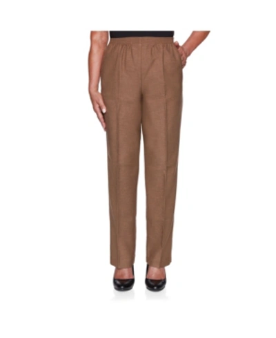 Alfred Dunner Plus Size Signature Fit Textured Trouser Short Length Pants In Taupe