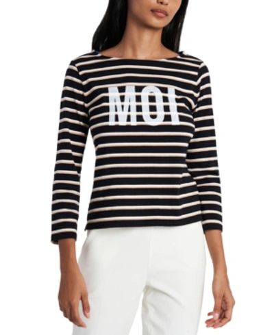 Riley & Rae Pippa Moi Striped Top, Created For Macy's In Rich Black
