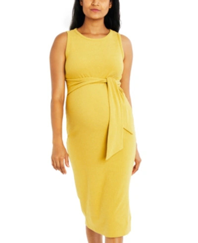 A Pea In The Pod Maternity Tie-front Dress In Mustard
