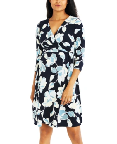 A Pea In The Pod Maternity Printed Wrap Dress In Navy Floral