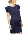 Pietro Brunelli Salisburgo Rose Ruffle Maternity Sheath Dress In Navy