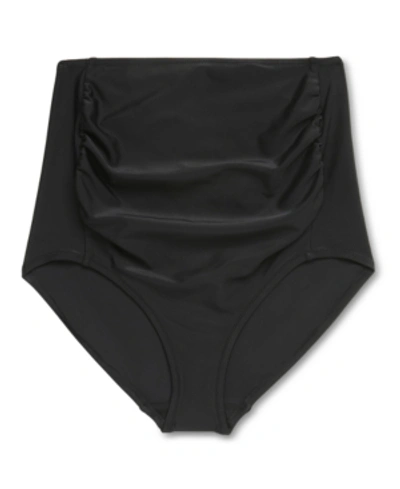 Motherhood Maternity Beach Bump High Waist Bikini Bottom Upf 50+ In Black