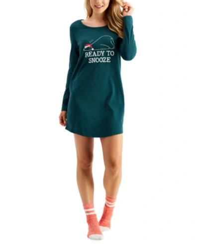 Jenni 2-pc. Sleep Shirt & Socks Set, Created For Macy's In Ready To Snooze