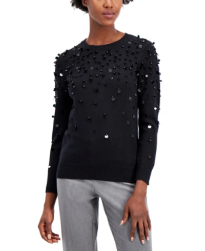 Alfani Paillette Sweater, Created For Macy's In Deep Black