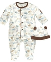 LITTLE ME BABY BOYS CUTE PUPPIES HAT AND FOOTED COVERALLS SET