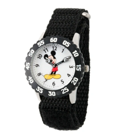 Ewatchfactory Kids' Disney Mickey Mouse Boys' Stainless Steel Time Teacher Watch In Black