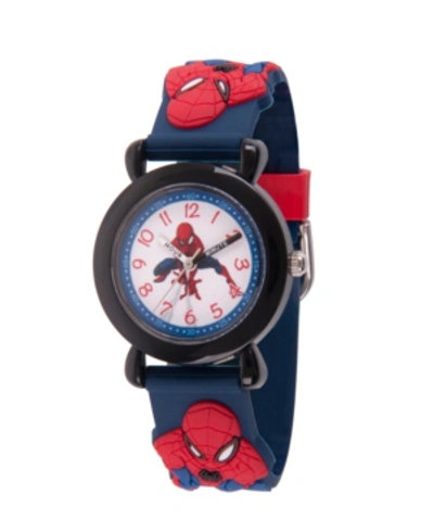 Ewatchfactory Kids' Marvel Spider-man Boys' Black Plastic Time Teacher Watch In Blue
