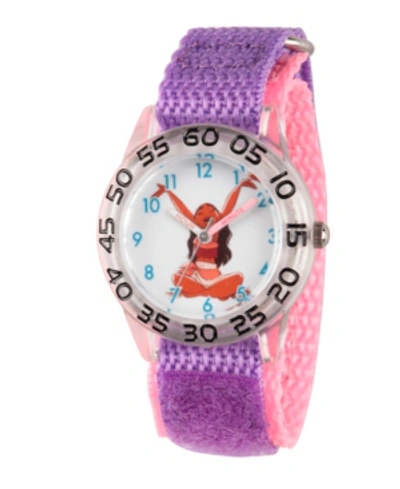 Ewatchfactory Kids' Disney Moana Girls' Clear Plastic Time Teacher Watch In Purple
