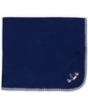 Little Me Baby Boys Sailboat And Stripe Trim Blanket In Navy