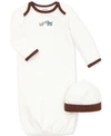 Shop Little Me Baby Boys Cute Puppies Gown And Hat, 2 Piece Set In White Print