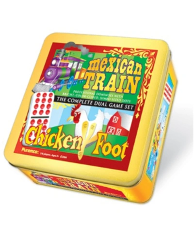 Puremco Mexican Train And Chickenfoot Dominoes - Complete Dual Game Set In A Tin In No Color