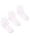Trimfit 3-pack Scalloped Socks, Little Girls & Big Girls In White