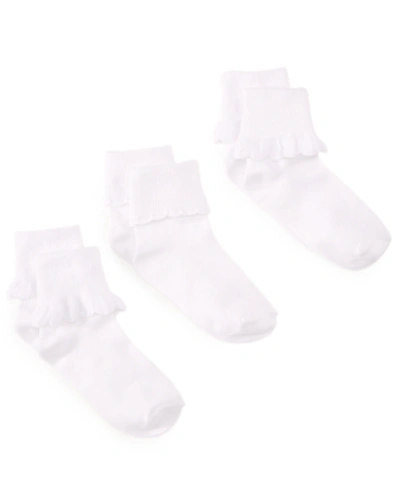 Trimfit Kids' 3-pack Scalloped Socks, Little Girls & Big Girls In White