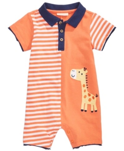 First Impressions Cotton Giraffe Romper, Baby Boys, Created For Macy's In Sherbet