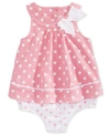 FIRST IMPRESSIONS BABY GIRLS DOT-PRINT COTTON SKIRTED ROMPER, CREATED FOR MACY'S