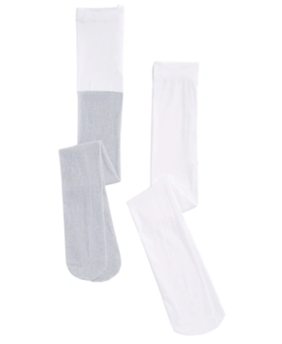 Trimfit Kids' Toddler, Little & Bigs Girls 2-pk. Shimmer Tights In Silver Shimmer White