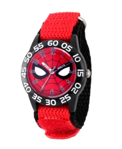 Ewatchfactory Kids' Marvel Spider-man Boys' Black Plastic Time Teacher Watch In Red