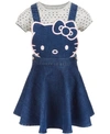 HELLO KITTY LITTLE GIRLS 2-PC. DENIM SKIRTALL & T-SHIRT SET