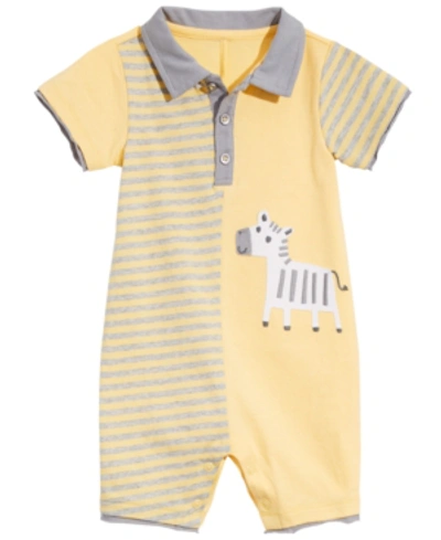 First Impressions Baby Boys Zebra Cotton Sunsuit, Created For Macy's In Sunny Yellow