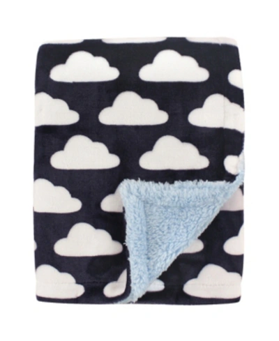 Hudson Baby Blanket With Sherpa Back, One Size In Navy Clouds