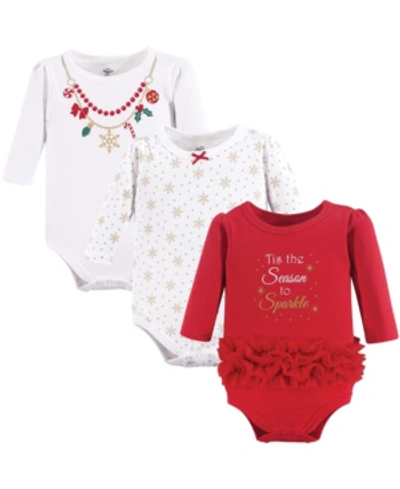 Little Treasure Christmas Bodysuits, 3-pack In Christmas Necklace