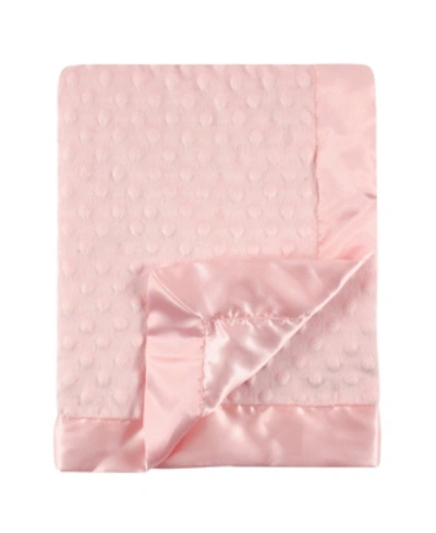 Hudson Baby Kids' Minky Blanket With Dotted Mink Backing Baby Girl, One Size In Pink
