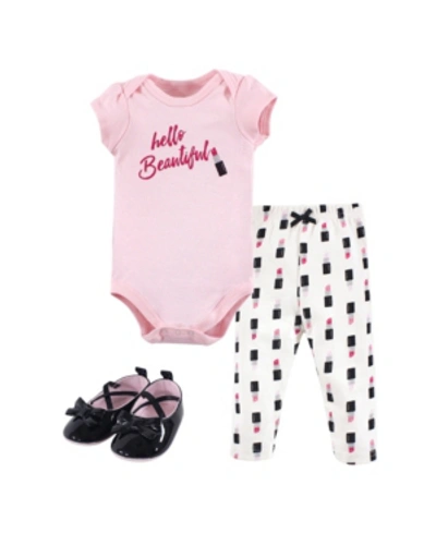 Little Treasure Kids' Bodysuit, Pant And Shoe Set In Pink
