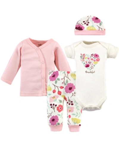 Touched By Nature Organic Preemie Layette Set, 4 Piece Set In Botanical