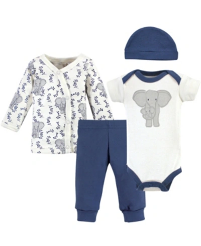 Touched By Nature Organic Preemie Layette Set, 4 Piece Set In Elephant