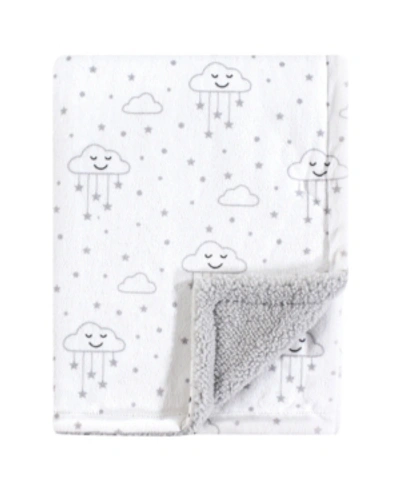 Hudson Baby Plush Blanket With Sherpa Backing One Size In Gray Clouds